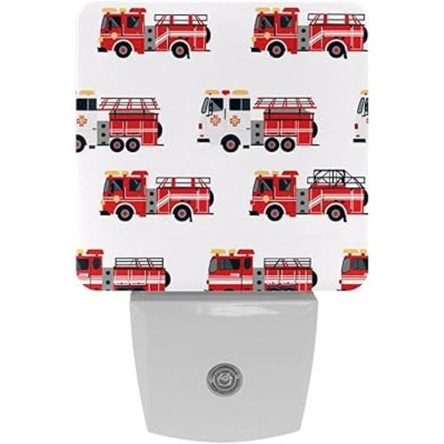 NEWzone Red Fire Truck Night Light Plug into Wall with Dusk to Dawn Light Sensors, Warm Nightlights for Bedroom, Bathroom, Hallway, Kitchen, Gifts Ideal for Girls Boys