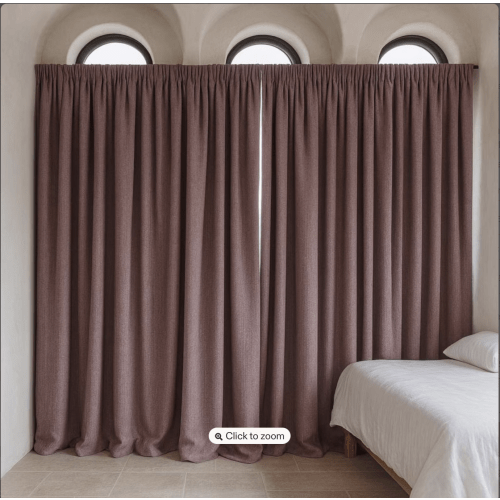 Dusty Mauve Linen Curtain Panel - Heavyweight Organic Fabric with Liner Options