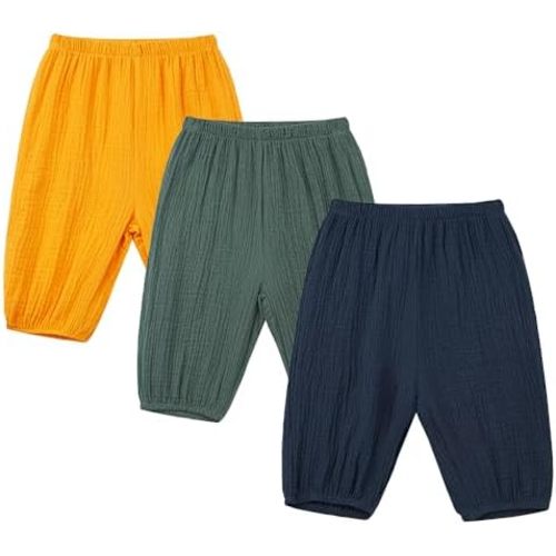 3 Pack Toddler Loose Gauze Capris Harem Pants