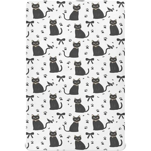 Black Cats Crib Sheets for Neutral Bassinet Play Sheets,Sheets Toddler Bed Sheets for Baby Boys Girs 39 * 27 * 5in