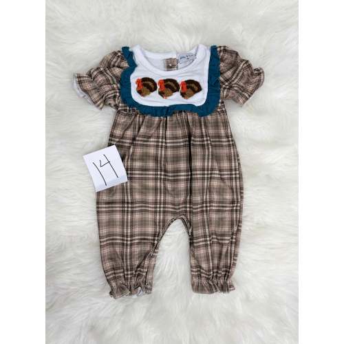Blue Plaid Girl’s Thanksgiving Jumper (#14) (FINAL SALE)