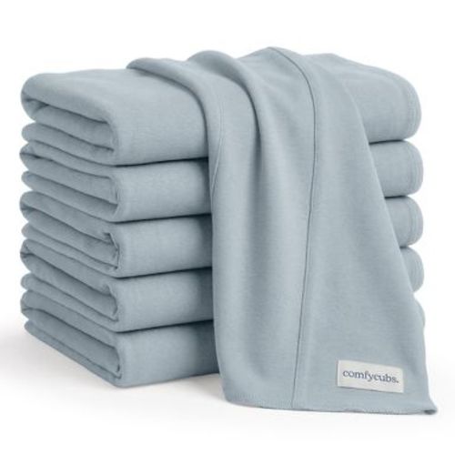 Comfy Cubs Baby Burp Cloths Set Pack of 6 - Large, 6-Layer, Ultra Absorbent Soft 100% Cotton for Infants - Pacific Blue