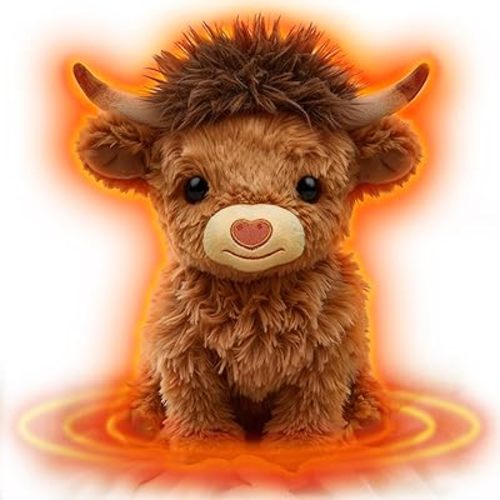 Mewaii Highland Cow Microwavable Stuffed Animals, Microwavable & Heatable Weighted Cow Plush, 9 inch, 1.5lbs Comfort for Period Cramps Cow Stuffed Animal Gifts for Girls Women Girls Boys Kids