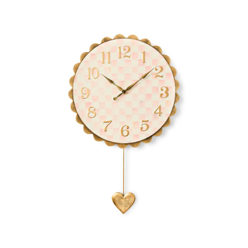 Rosy Check Heart Pendant Clock