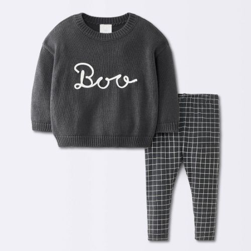 Baby 2pc Boo Sweater and Pants Set - Cloud Island™ Charcoal Gray 0-3M