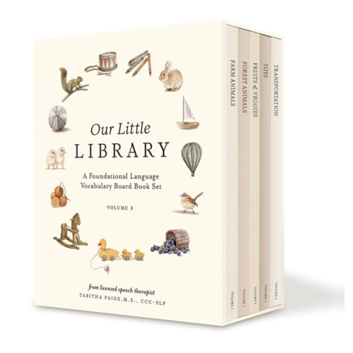 Our Little Library: A Foundational Language Vocabulary Board Book Set for Babies, Including Farm Animals, Forest Animals, Fruits and Veggies, Toys, and Transportation (Our Little Adventures Series)