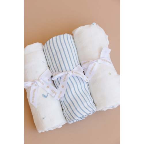 Organic Muslin Swaddle Set, Blue