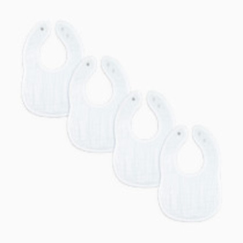 Comfy Cubs Muslin Bibs with Adjustable Snaps (4 Pack) - White, 4