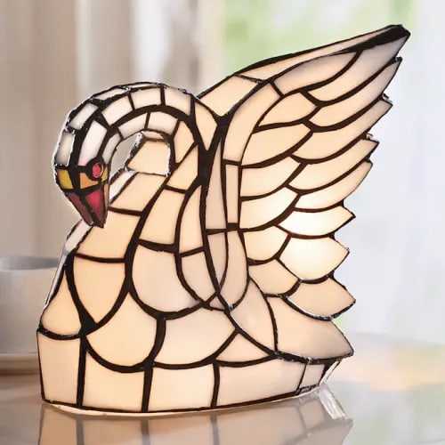 Stained Glass Swan Lamp