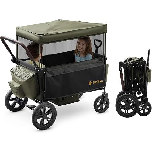 BabyVista Stroller Wagon for Kids, One-Hand Adjustable Push/Pull Handle