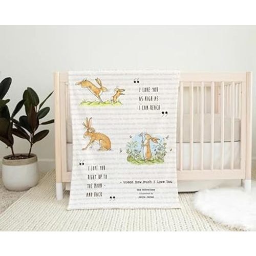 BookTales Guess How Much I Love You Baby Blanket, Nursery Decor, White Minky Quote