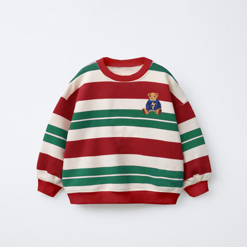 Baby & Kids Christmas Bear Stripe Sweatshirt