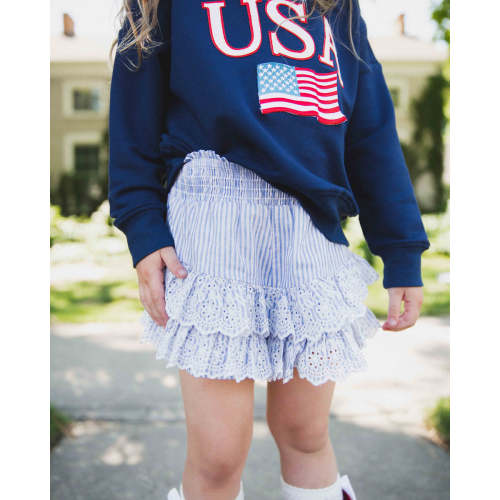 Ruffled Seersucker Eyelet Shorts