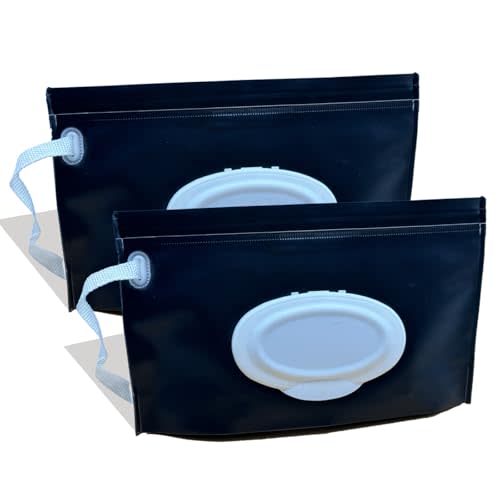 VOONGOR Baby Wipe Holder, 2 Pack Reusable Travel Wipes Pouch Dispenser, Portable Refillable Wipe Container for Travel & Home Use