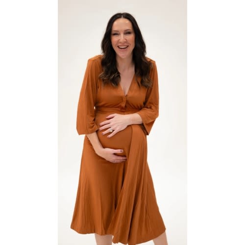 Lila Labor & Postpartum Gown in Burnt Orange