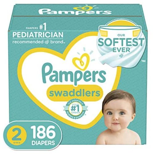 Pampers Diapers Size 2, 186 Count - Pampers Swaddlers Disposable Baby Diapers, ONE MONTH SUPPLY (Packaging May Vary)
