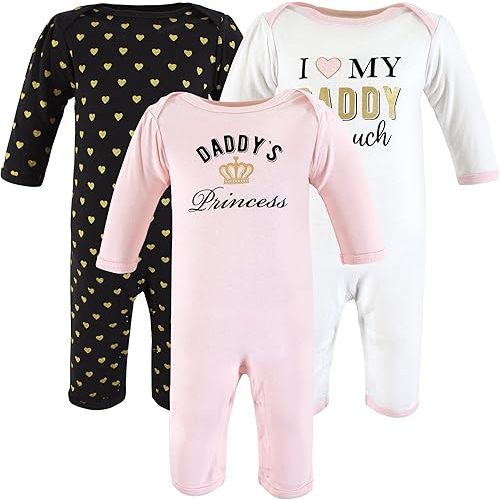 Hudson Baby Girls Unisex Cotton Coveralls, Daddys Princess, 3-6 Months, Daddys Princess, 3-6 Months US