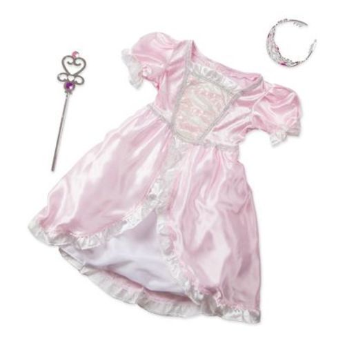 Melissa & Doug Princess Role Play Costume Set (3pc)- Pink Gown, Tiara, Wand: Toddler Dress for Fairytale Play