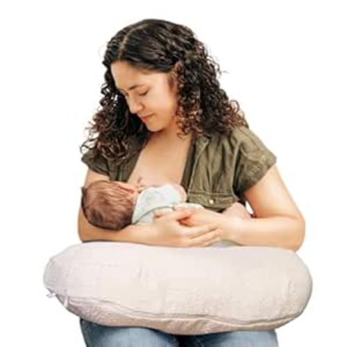 Boppy Nursing Pillow - Ergonomic Bottle & Breastfeeding Pillow with High, Firm, Large Area, Water-Repellent Cushion with Washable Cover; Baby Safety Alliance Verified - Oatmeal Boucle