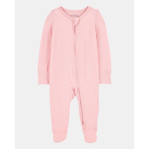 Baby Girl Solid 2-Way Zip PurelySoft Sleep & Play Pajamas - Pink - Carter's | Carter's