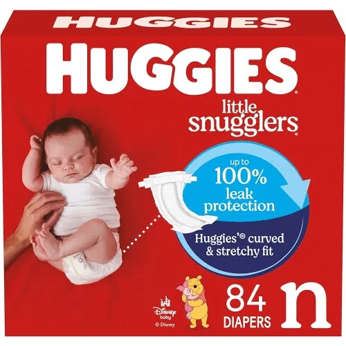 Huggies Size Newborn Diapers, Little Snugglers Baby Diapers, Size Newborn (up to 10 lbs), 84 Count, Packaging May Vary