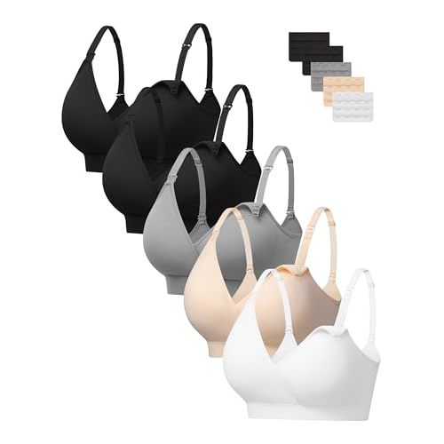 HBselect Nursing Bras for Breastfeeding, Seamless V Neck Maternity Bra Wireless Women Pregnancy Postpartum Bra Sleep Bralette
