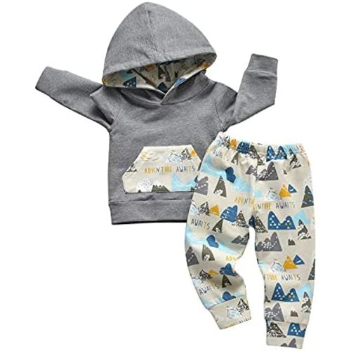 Toddler Baby Boys Cartoon Little Bear Long Sleeve Hoodie Tops Pants Outfit Clothes Set