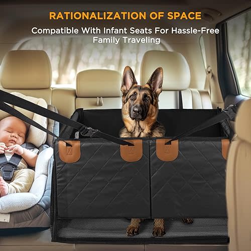 Back Seat Extender for Dogs,Hard Bottom Dog Car Seat Cover for Back Seat Holds 400lbs,Waterproof Anti-Scratch PU Leather Backseat Extender for Dogs,Dog Hammock for Car SUV Truck