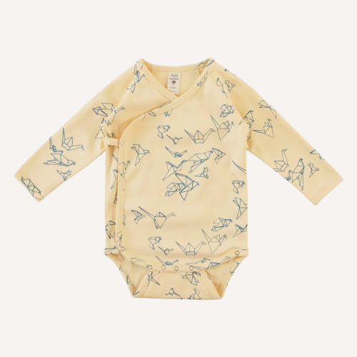 long sleeve wrap bodysuit | paper cranes | organic cotton interlock – kate quinn