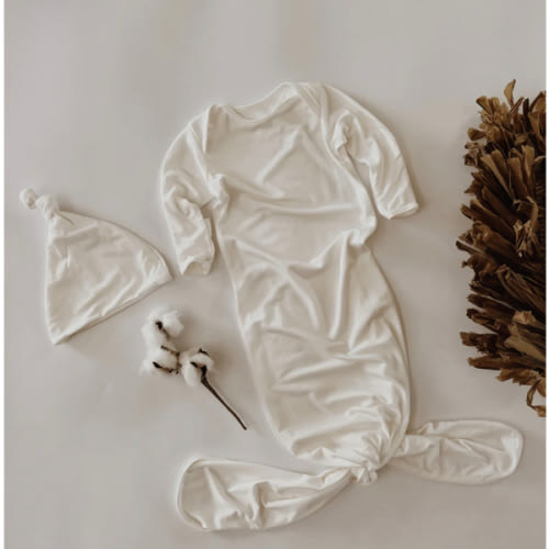 Knotted Gown with Hat | White – Three Peas