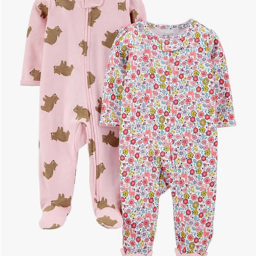 Simple Joys by Carter's Baby Girls' Cotton Footed Sleep and Play, Pack of 2