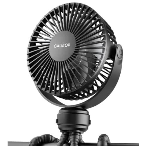 Gaiatop Mini Portable Pram Fan, Rechargeable Small Clip on Fan for Stroller, Detachable 3 Speed 360 Degree Rotate Flexible Tripod Handheld Desk Cooling Car Seat Crib Treadmill Travel Black