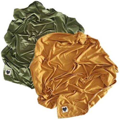 2-Pack Jersey Stretch Swaddle, Golden Mustard & Olive Green