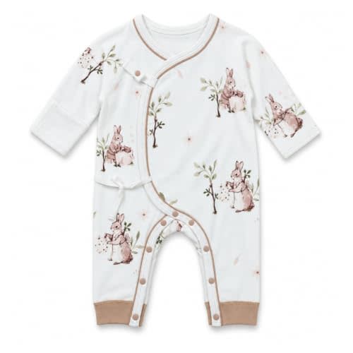 Organic Cotton 0-6M Unisex Newborn Baby Sleepers Pajamas | Ultra Soft, Gender Neutral, Double-Layer Belly Cover, Breathable, Footless, No Shrinking Fading or Pilling Wash After Wash