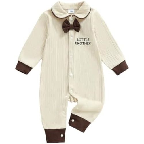 Little Brother Newborn Outfit Romper Coming Home for Fall Winter