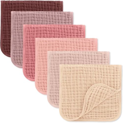 Comfy Cubs Muslin Burp Cloths 20" x 10", Pack of 6 - Large, 6-Layer, Ultra Absorbent 100% Cotton for Baby Drool and Messes - Soft, Safe & Gentle Baby Burp Cloths Set for Boys & Girls - Multi Girl