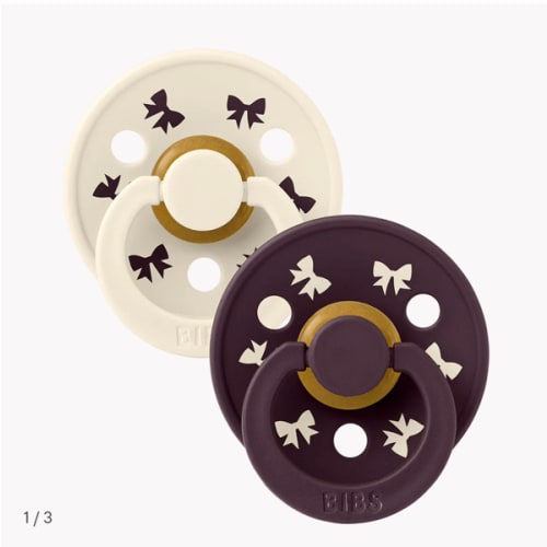 Colour Pacifiers Holiday Bow 2 Pack - Ivory/Plum