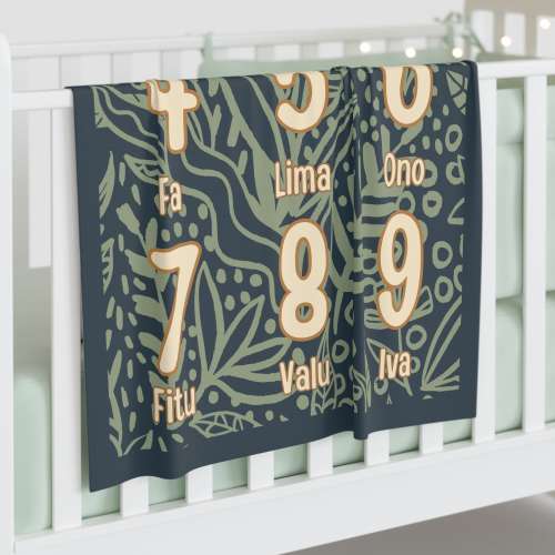 Samoan Numbers Baby Swaddle Blanket - Samoan Baby, Samoan Baby Gift, Samoan Baby Shower, Polynesian Baby Gift, Samoan Gift