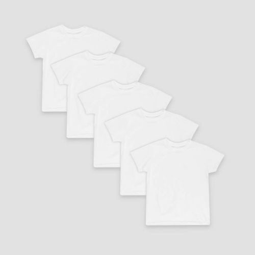 Hanes Toddler Boys' 5pk Crew T-shirt - White 2t-3t