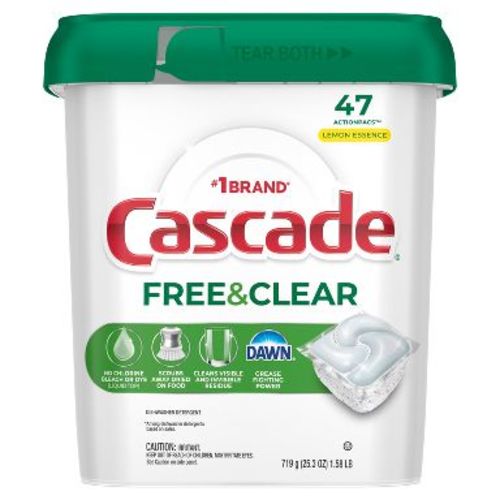 Cascade Free & Clear Pods Dishwasher Detergents - Lemon Essence - 47ct