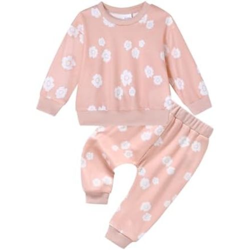 ZOEREA Toddler Baby Girl Clothes Long Sleeve Pullover Tops + Pants Set Floral Print Sweatsuit Fall Winter Outfits 6M-4T