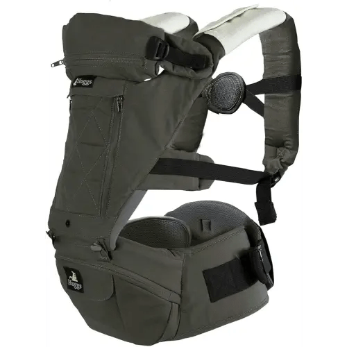 Abiie HUGGS 3-in-1 Baby Carrier with Hip Seat - Front Facing, Hip Hugger, Back Baby Carrier - Healthy Sitting (M) Position, 3 Mos.-Toddler - Buckle Type Closure - Approved by US Safety Standards