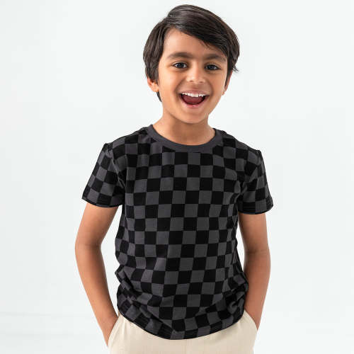 Monochrome Checks Short Sleeve Relaxed Tee - Little Sleepies