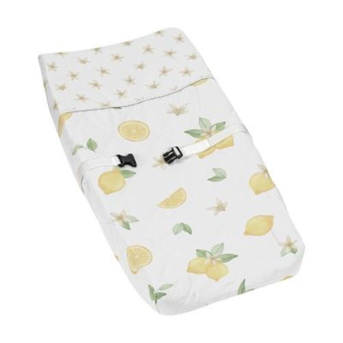Sweet Jojo Designs Girl Changing Pad Cover Lemon Yellow White and Green