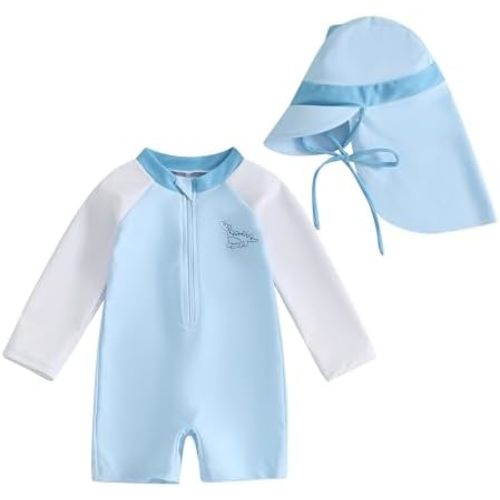 Baby Boy Girl Swimsuit One Piece Short Sleeve Rash Guard Zipper Swimwear Toddler Bathing Suit Infant Beach Outfits