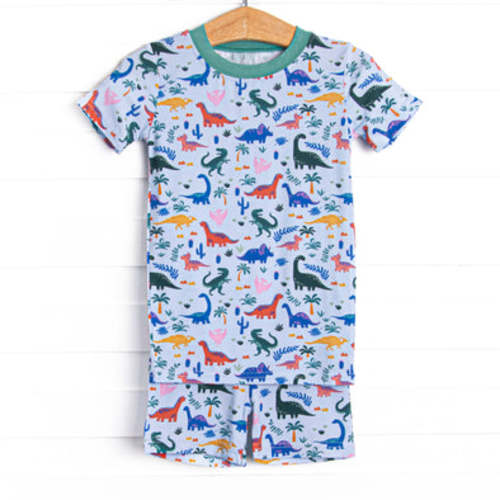 Jurassic Dreamer Bamboo Pajama Short Set, Blue – Stitchy Fish