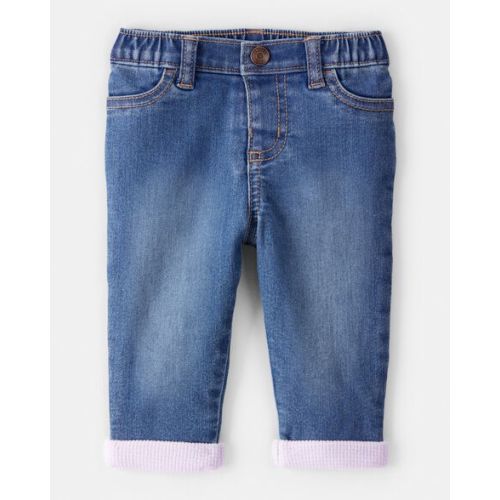 Baby Girl Medium Wash Elastic-Waist Jeans - OshKosh B'gosh | Carter's