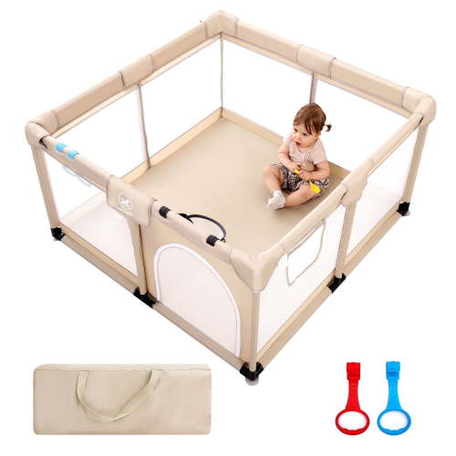 Joypony Baby Playpen with Gate, 50 x 50 in, Breathable Mesh, Indoor/Outdoor Play Yard for Babies and Toddlers