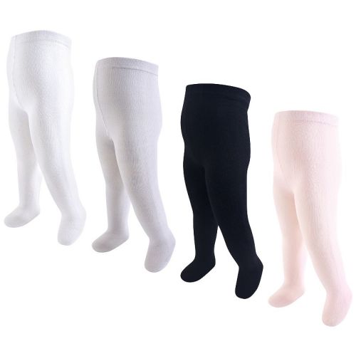Hudson Baby Infant and Toddler Girl Cotton Rich Tights, Light Pink Black