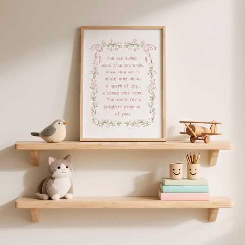 You Are Loved  Baby Girl Poem Print Floral Nursery Wall Art Inspirational Quote Pink Green Digital Download
